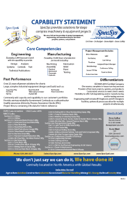 SpecSys Capability Statement Flyer
